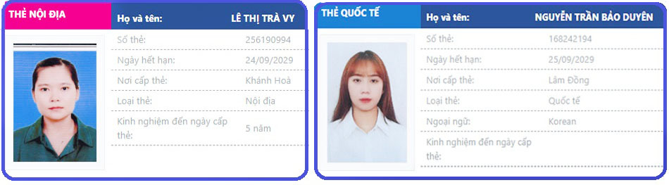 Mẫu thẻ hướng dẫn viên du lịch nội địa - Quốc tế