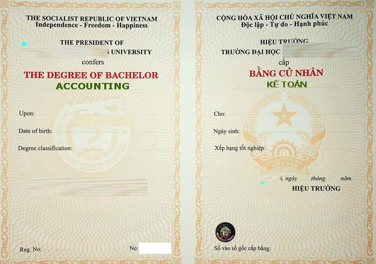 Mẫu văn bằng đại học kế toán sau khi tốt nghiệp